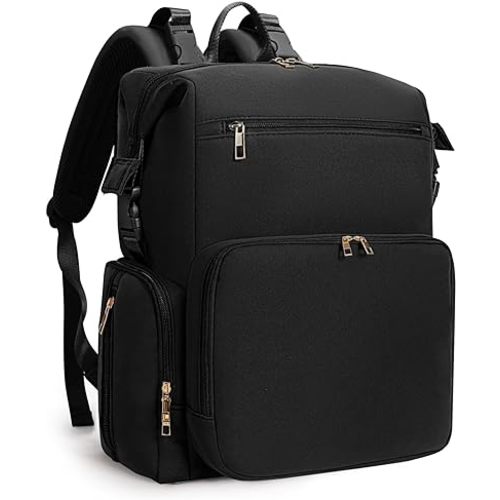 CEI-CEI Neoprene Diaper Bag Backpack with Changing Pad, Large Newborn Baby Maternity Bags Travel Tote with Insulated Pockets (Black)