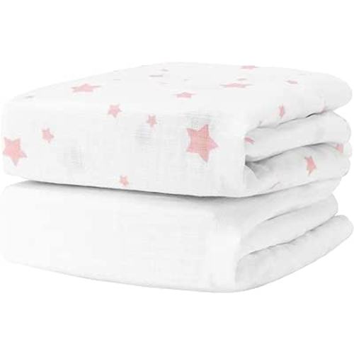 Amazon.com: Newton Baby Organic Fitted Crib Sheets (2-Pack) - 100% Breathable and Ultra-Soft, 100% Organic Muslin Cotton, Stardust Print in Blush Coral + Solid White, Fits All Standard Cribs : Newton Baby: Baby