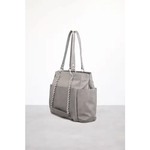 BÉIS 'The Diaper Bag' in Grey - Fancy Diaper Bag & Large Tote Diaper Bags