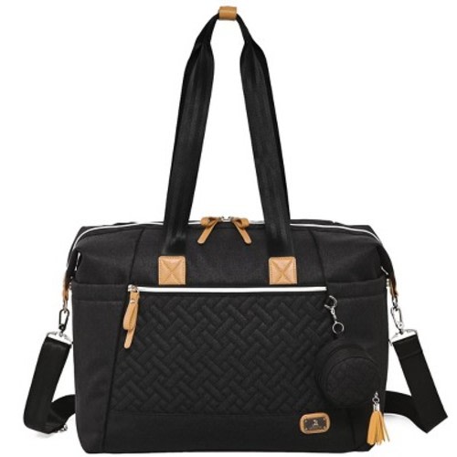 Dikaslon Diaper Bag Tote with Pacifier Case and Changing Pad Baby Bag for Boys and Girls, Black