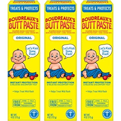 Original Boudreaux's Butt Paste Diaper Rash Ointment, 4 Oz, 3 Pack