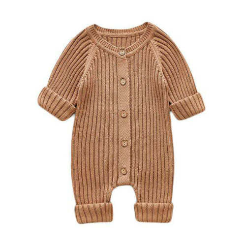 Long Sleeve Knitted One Piece Jumpsuit - 6-9M