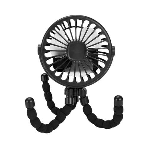 Black Portable USB Rechargeable Silent Mini Fan 3 Speed Adjustable with Lighting Function for Car Seat
