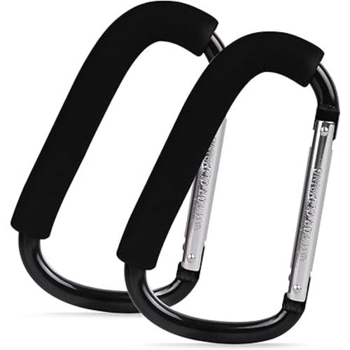 Baby Stroller Hooks for Hanging Diaper Bags-2 Pack 6.3” Mommy Stroller Clip and Stroller Accessories Organizer Hook-X Large Carabiner Clips for Mom Purse Shopping Grocery Bag