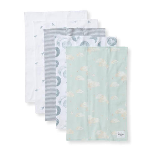 Burt's Bees Baby Infant Burp Cloths, 100% Organic Cotton Extra Absorbent Soft Fabric Drool Cloths, 5-Pack Newborn Must-Have Essential Large Burping Cloths, One Size 17 x 11.75 Inches