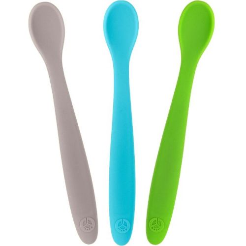 WeeSprout Silicone Baby Spoons, First Stage Infant Feeding Utensils With Soft-Tip, Set of 3