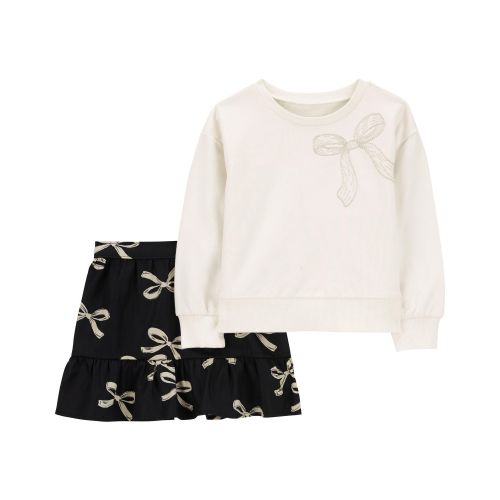 Baby 2-Piece Bow Print Sweatshirt & Skirt Dress