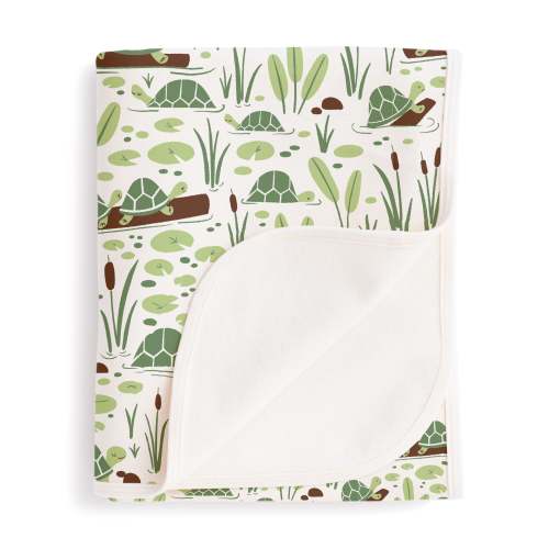 French Terry Blanket - Turtles Green