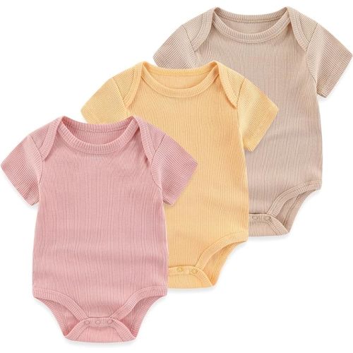 Newborn Baby Ribbed Bodysuit Cotton Baby Boy Girl Clothes 0-12 Months