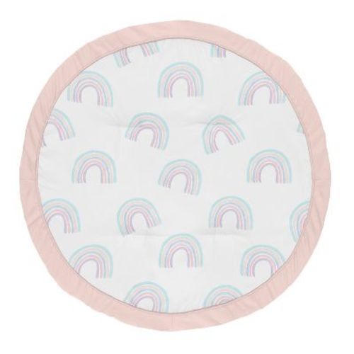 Sweet Jojo Designs Girl Baby Tummy Time Playmat Rainbow Blue, Purple and Pink