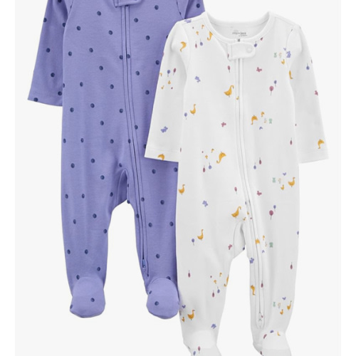 Simple Joys by Carter's Baby Girls' Cotton Footed Sleep and Play, Pack of 2