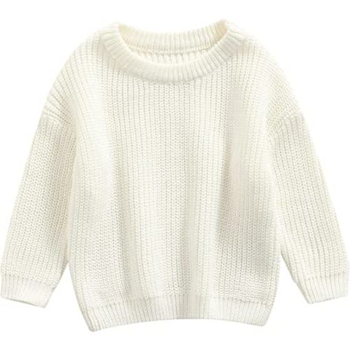 Karwuiio Toddler Baby Girl Boy Knit Sweater Round Neck Long Sleeve Pullover Sweatshirt Fall Winter Clothes