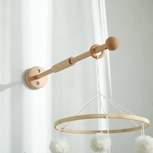 Crib Mobile Arm - HBM Wall Mounted Wooden Mobile Arm for Crib Baby Mobile Hanger Beech Mobile Crib Arm Attachment Nursery Decor,Crib Mobile Hanger for Crib - Wall Mobile Arm