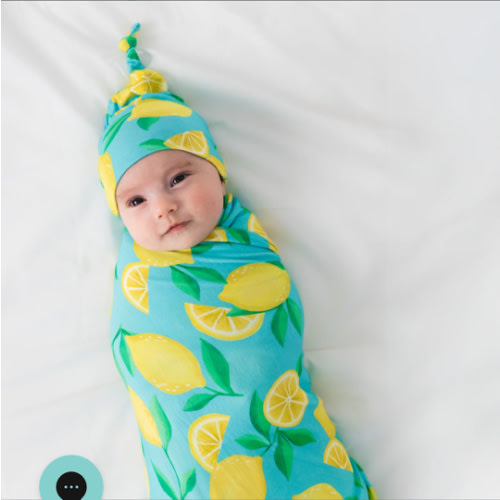 Blue Sunny Citrus Swaddle & Hat Set – Little Sleepies