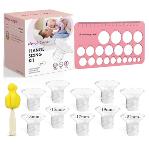 Flange Sizing Kit 3 in 1 with 10PCS Flange Inserts 13/15/17/19/21mm, Silicone Flanges Insert Kit for 24mm Flange/Shield, Pumping Essentials Kit for Moms