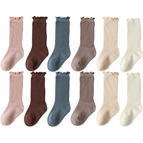 FYLuoke Baby Knee High Stockings Socks Girls Newborn Infants Long Socks Boys Toddlers Ruffled Socks