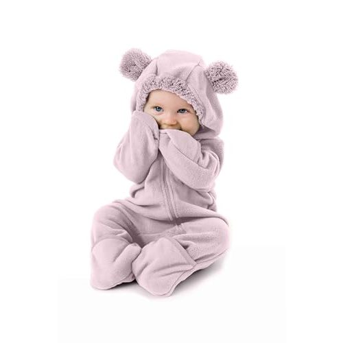 Fleece Baby Bunting Bodysuit – Infant One Piece Kids Hooded Romper Outerwear Toddler Jacket