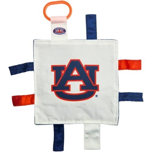 The Learning Lovey Auburn University Baby Tag Toy - College Football Basketball - Sensory Crinkle Toys - Soft & Safe - Ideal Stroller Toy - BPA Free w/Stroller Clip
