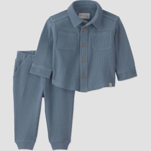 Little Planet By Carter's Baby Boys' 2pc collared shirt and pants set - Blue 3M