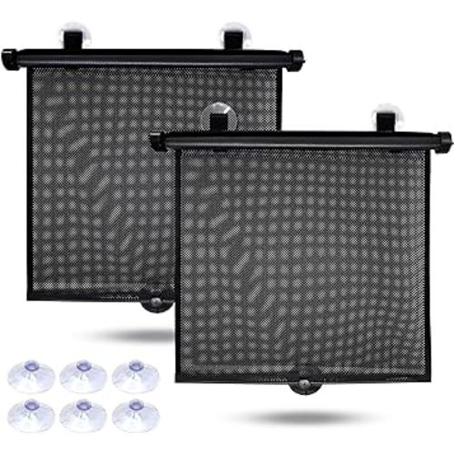 EcoNour Car Window Shades for Baby (2 Pack) - Upgraded | Car Shades for Side Window | Comes with Enhanced Suction Cups & Large Clips for Durability | Baby Car Accessories (15" x 17")