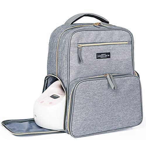 MOMIGO Breast Pump Backpack Diaper Bag - Multi-Function Mommy Outdoor Working Backpack with Insulation Pocket
