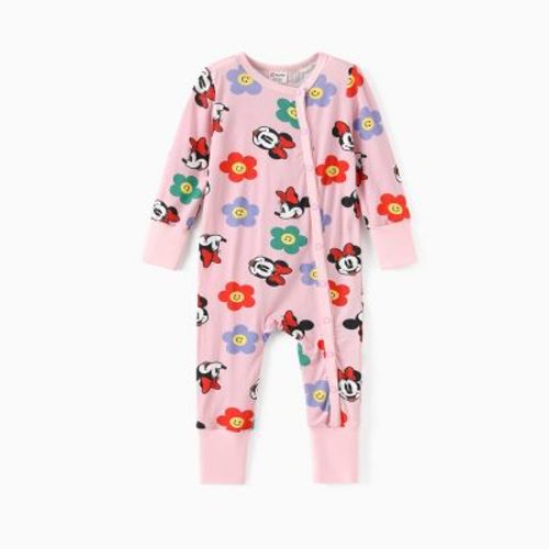 Disney Mickey and Friends Bamboo Baby Girl Minnie Mouse Floral Print Jumpsuit Romper