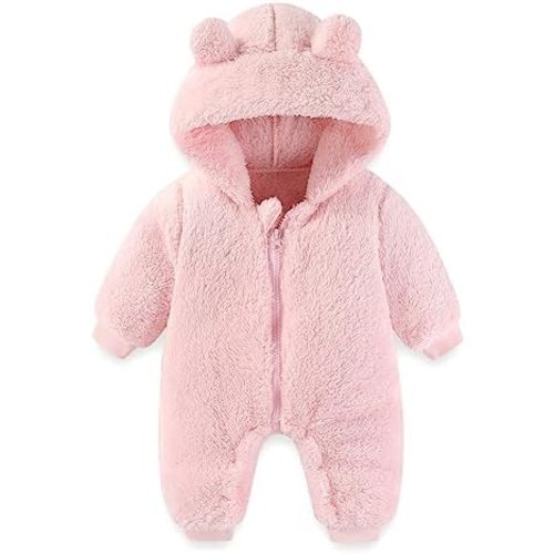 Newborn Baby Bear Onesie Outfit Suit Girls Boys Fleece Jumpsuit Romper Hooded Winter Snowsuit Clothes