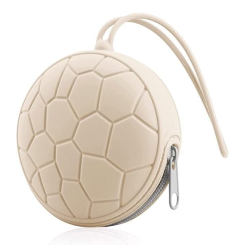 Kalovin Pacifier Holder Case, Baby Silicone Pacifier Holder Case, Protective Storage Container Attaches to Strollers & Diaper Bags (Natural)