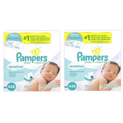 Pampers Sensitive Water-Based Baby Diaper Wipes, Hypoallergenic and Unscented, 14 Pack Refills (448 Wipes)