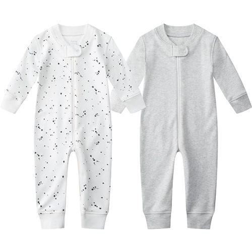 Owlivia Organic Cotton Baby Boy Girl Zip up Sleep N Play, Footless, Long Sleeve