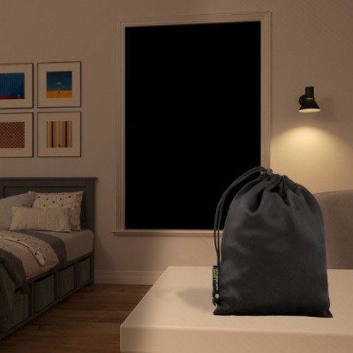 50"x78" Sun Zero 100% Blackout Lights Out Portable Travel Rod Pocket Curtain Panel Black