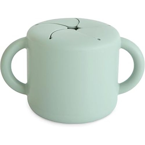 mushie Silicone Snack Cup | Spill Proof Food Container for Toddler and Baby (Cambridge Blue)