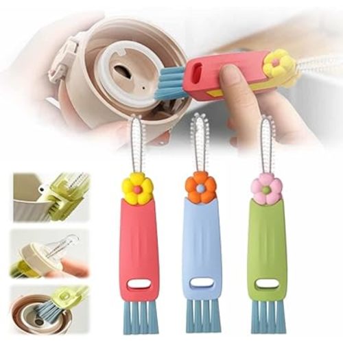 3 in 1 Multifunctional Crevice Cleaning Brush Set - Portable Cup Lid Cleaner for Baby Bottle Gap Tight Spaces (3 PCS)