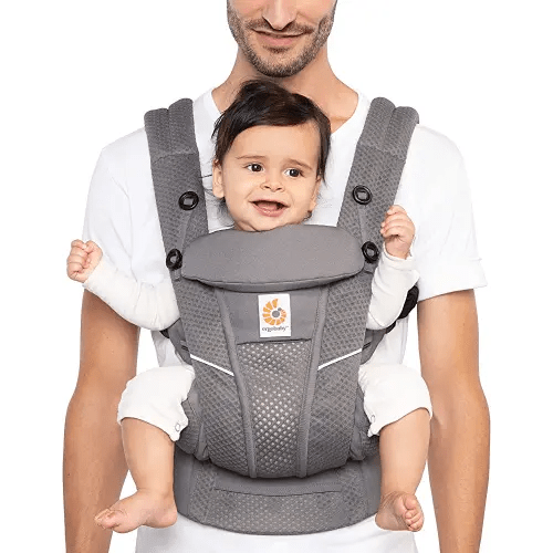 Ergobaby All Carry Positions Breathable Mesh Baby Carrier with Enhanced Lumbar Support & Airflow (7-45 Lb), Omni Breeze, Graphite Grey