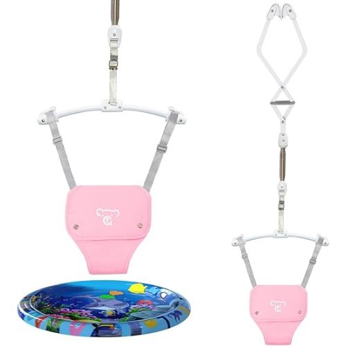 Baby Jumper, Baby Jumper Doorway with Adjustable Strap, Protable Baby Jumpers and Bouncers, Easy to Assemble, Baby Bouncer Jumper with Water Mat