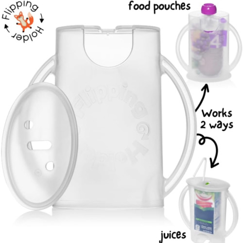 Original Squeeze Proof Flipping Holder with Open Bottom for Food Pouches & Juice Boxes