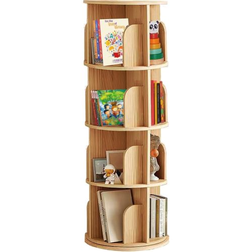 Spinning Bookshelf Rotating Bookshelf Tower 360 Rotating Kids Book Shelf Solid Wood Round Revolving Bookcase Small Floor Standing Book Shelf