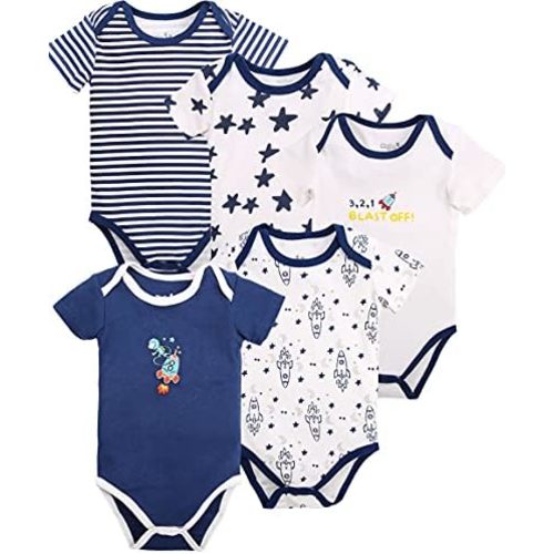 Infant Boys' and Girls' 4 & 5 Pack Cotton Baby Longsleeve & Short Sleeve Bodysuit Set w/Mitten Cuffs