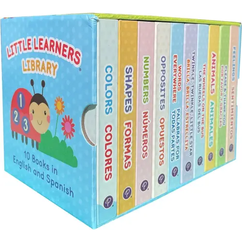 Bilingual 10 Board Books in Spanish and English: Little Library set includes Counting, Colors, Feelings, Animals, The Wheels on the Bus, ABCs, and More (English and Spanish Edition)