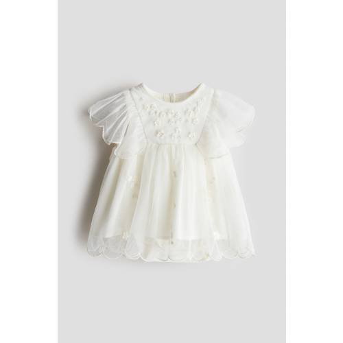 EMBROIDERED-DETAIL MESH DRESS