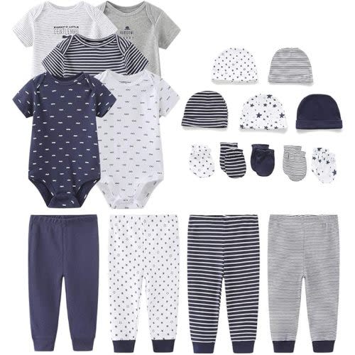 Kiddiezoom Unisex Baby Layette Essentials Giftset Clothing Set 19-Piece For Newborn Baby