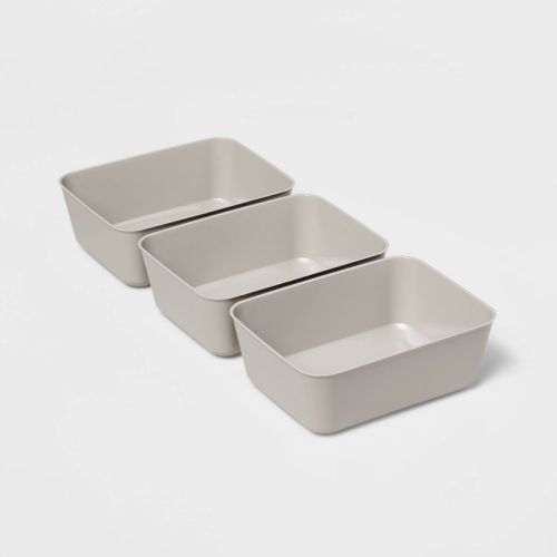 3pk Medium Storage Trays - Brightroom™, Color: Gray Mist