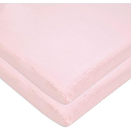 American Baby Company 15" x 33" Fitted Bassinet Sheet, 100% Natural Cotton Jersey Knit, Pink, Soft Breathable, for Girls, Pack of 2