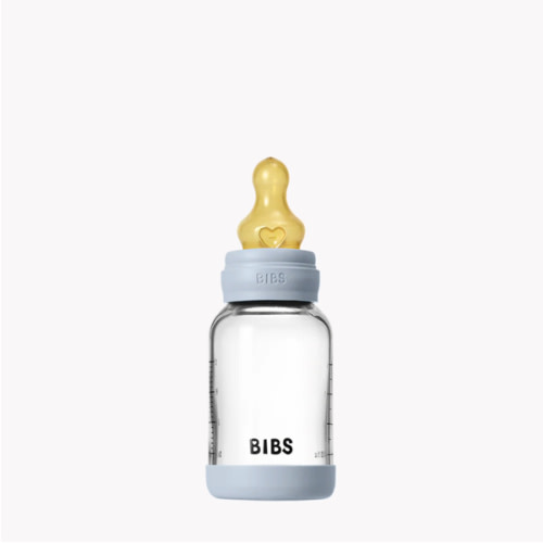 BIBS Baby Glass Bottle Set 4oz Latex - Baby Blue | Anti-Colic – Bibsworld store US