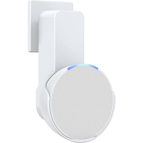 Maxonar Wall Mount for Echo Pop, Echo Pop Wall Mount Speaker Stand Holder No Screws and Drill Needed Cable Hidden Storage- White