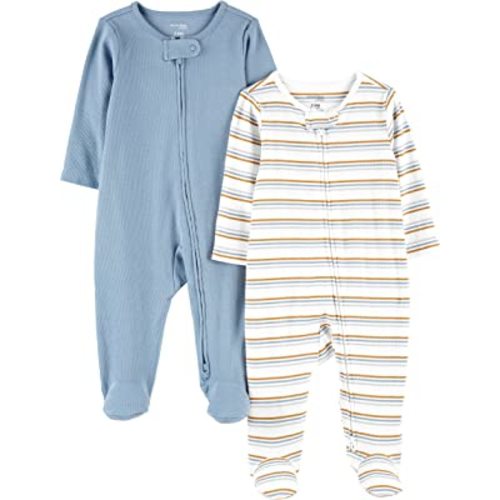 Simple Joys by Carter's Unisex Baby 2-Pack 2-Way Zip Textured Sleep and Play