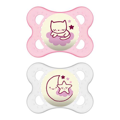 MAM Night Pacifier, 0-6 Months, Girl, 2 pack — buybuy BABY