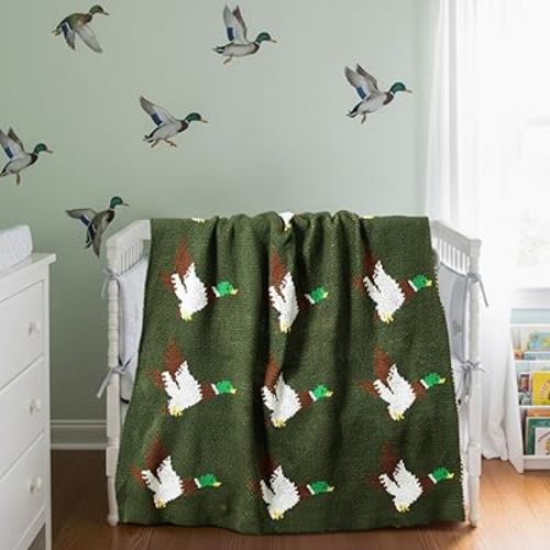Hahafelt Mallard Duck Baby Blanket for Boys and Girls, Muslin, Breathable, Soft, 40 x 32 Inches Toddler Blanket Knit Nursery Receiving Swaddle Blankie Baby Bedding for Newborn Shower Gift