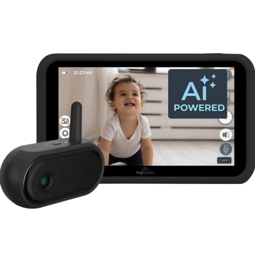 Tiny Traveler Ai Smart Wireless Baby Car Monitor - AI-Powered Safety Alerts: Cry/Laugh/Stand Detection, Virtual Fence, Long Range 1000ft Night Vision Lullabies Night Light