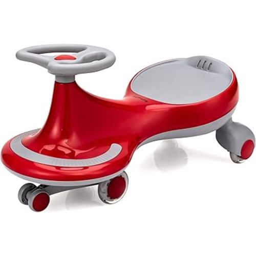 BABY JOY Wiggle Car for Kids, Swing Car with LED Flashing Wheels, No Batteries, Gears or Pedals, Uses Twist, Turn, Wiggle Movement to Steer, Ride-on Toy for Boys Girls 3 Year Old and Up (Red)